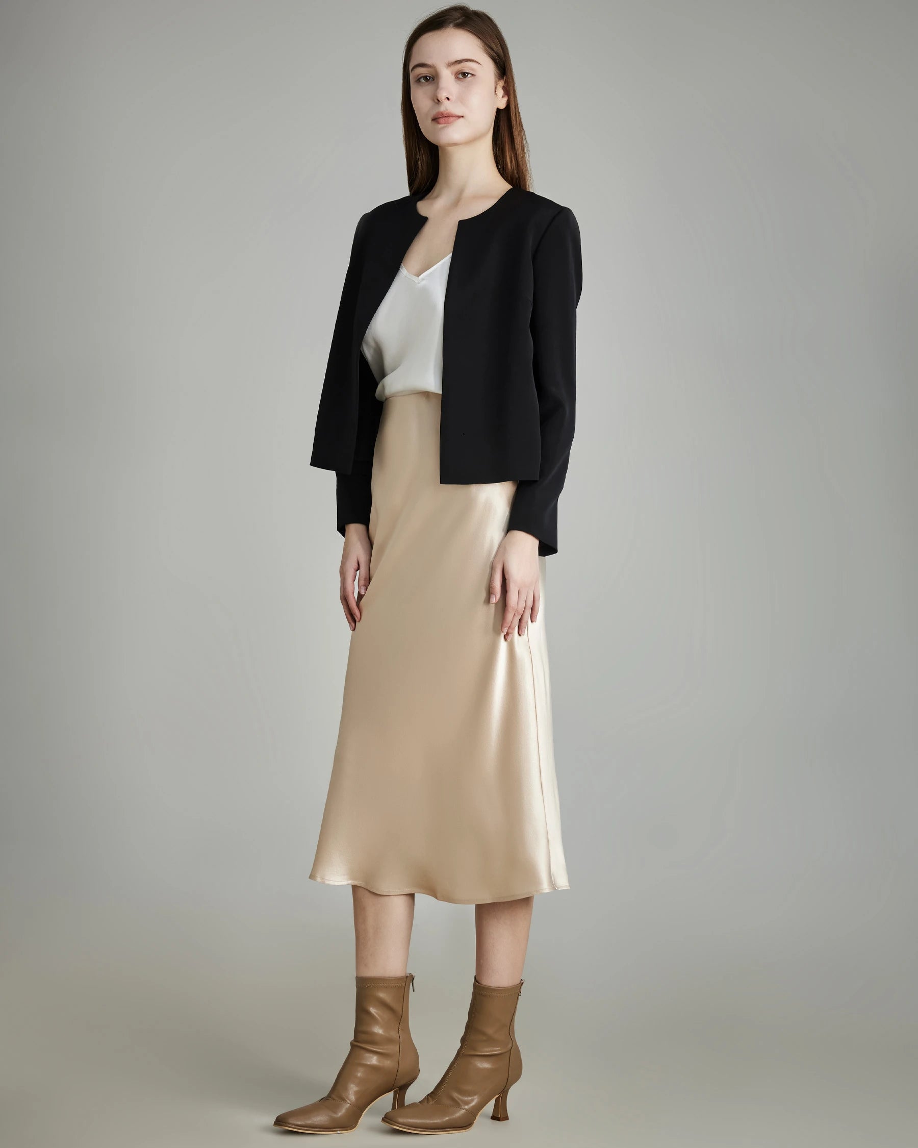 40 Momme Open Front Silk Blazer
