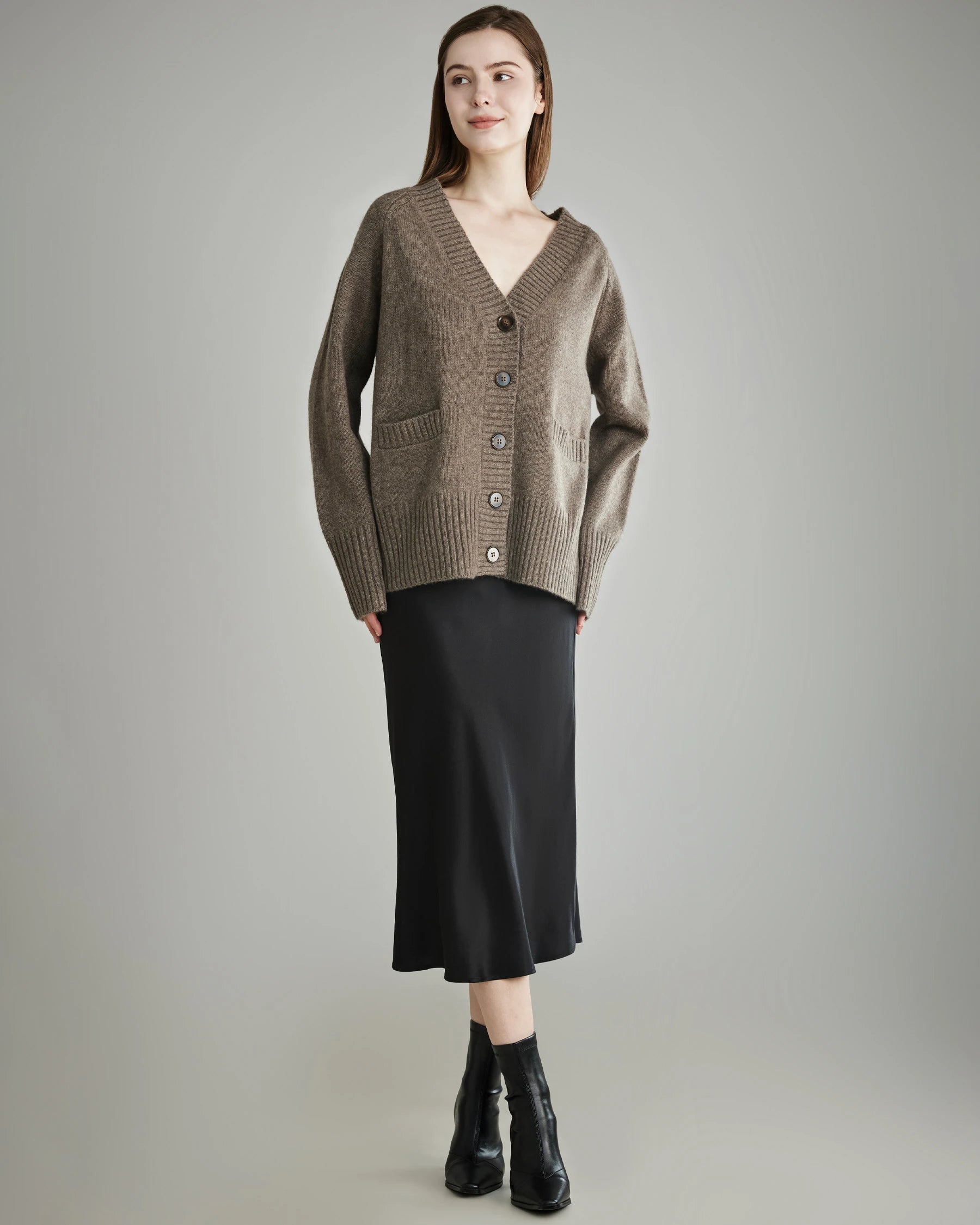 Relaxed V-Neck Cashmere Cardigan
