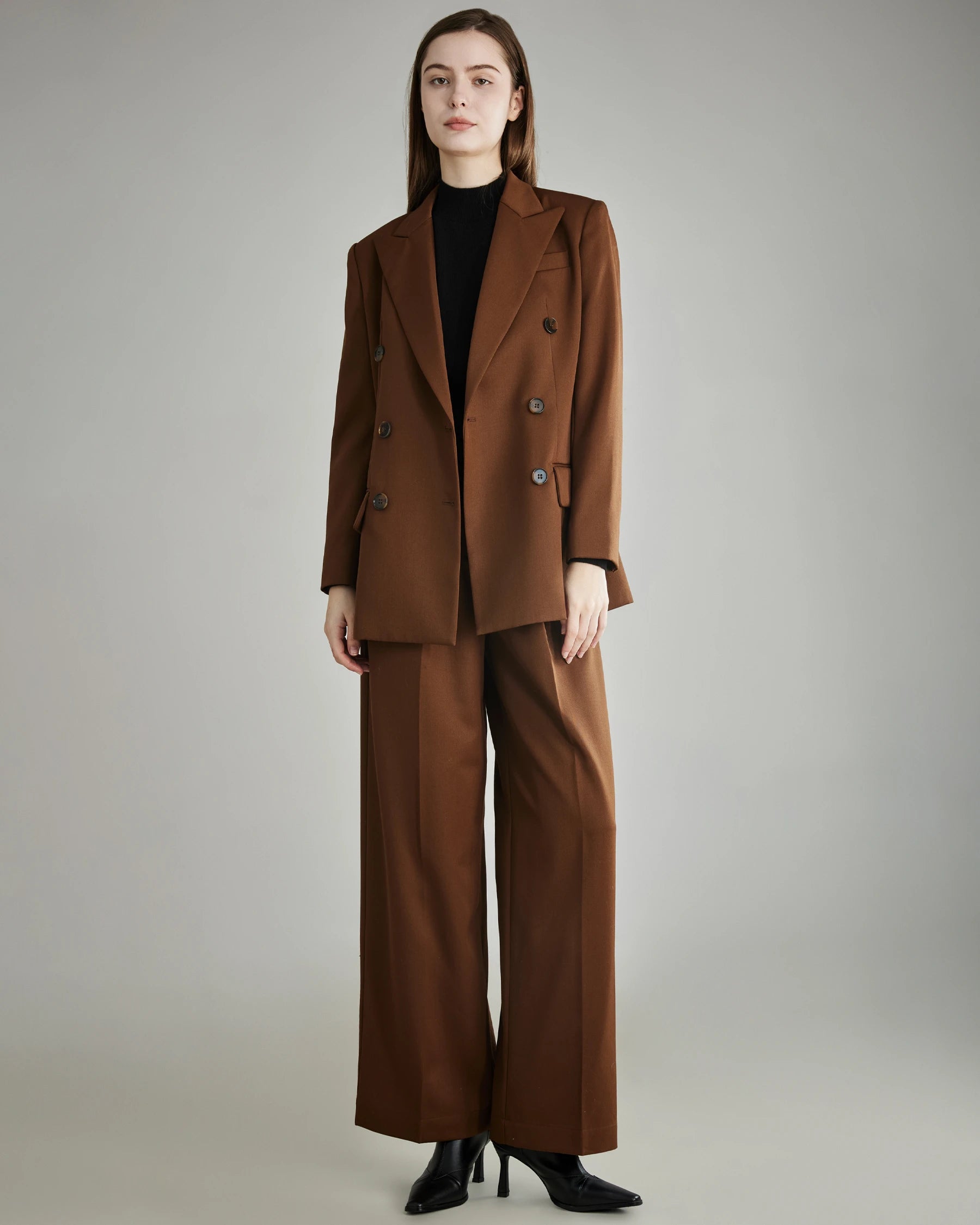 Women's Pleated Wool Wide Leg Pants