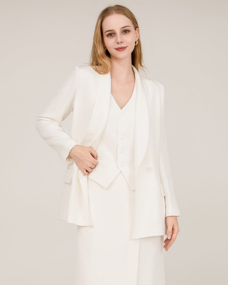 40 Momme Silk Shawl Collar Blazer