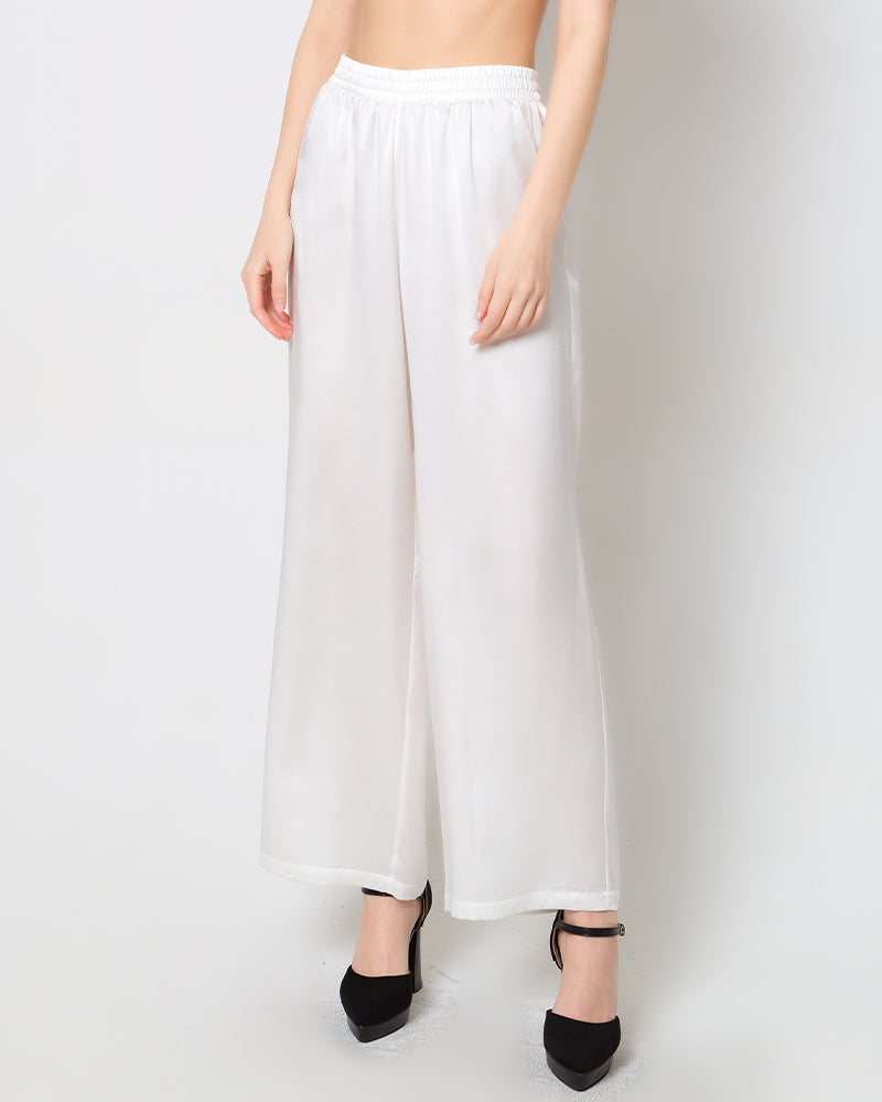 Women's Silk Satin Wide-Leg Pants