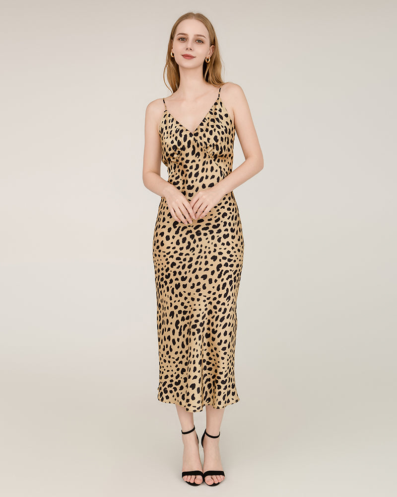 Leopard Print Maxi Silk Dresses