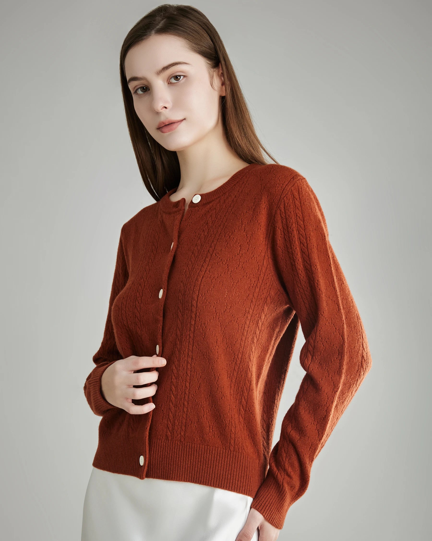 Women's Cable Knit Cashmere Cardigan