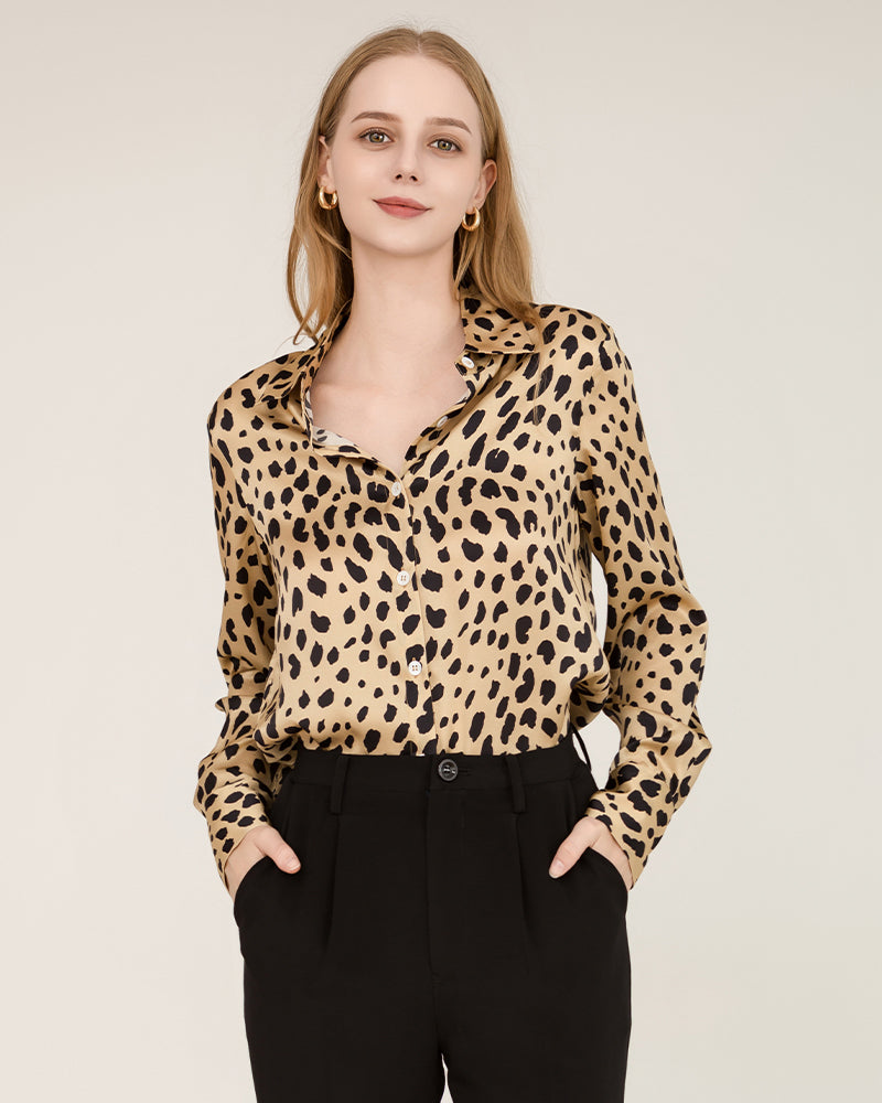 Leopard Print Silk Shirt For Women