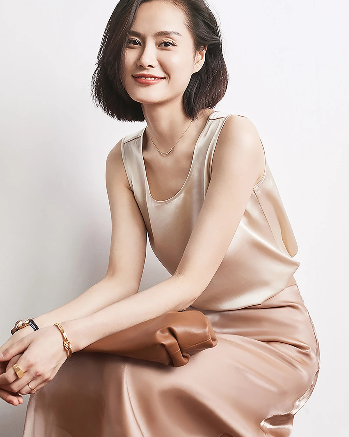 Round Neck Silk Shell Tank