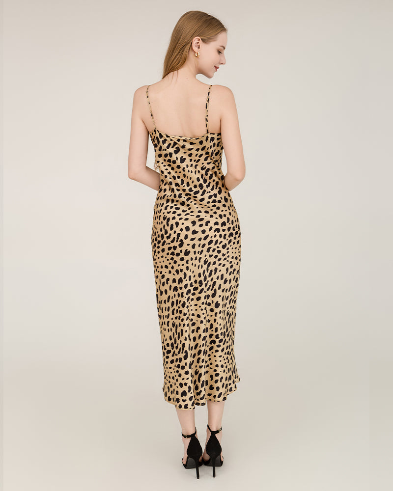 Leopard Print Maxi Silk Dresses