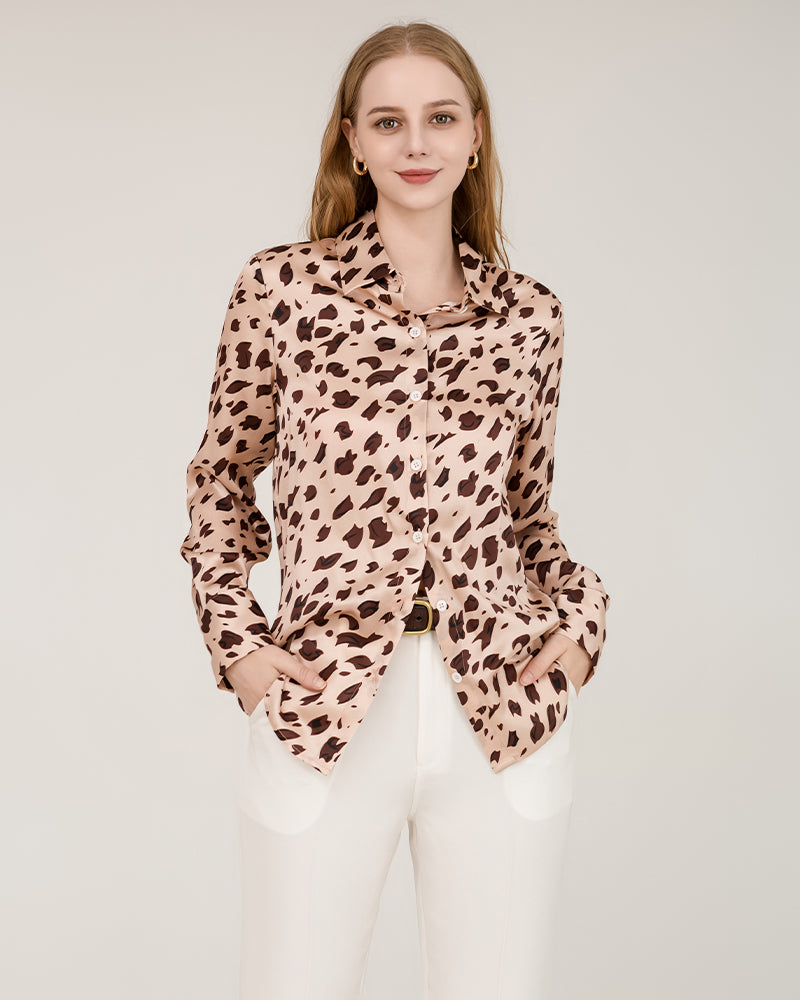 Leopard Print Silk Shirt For Women
