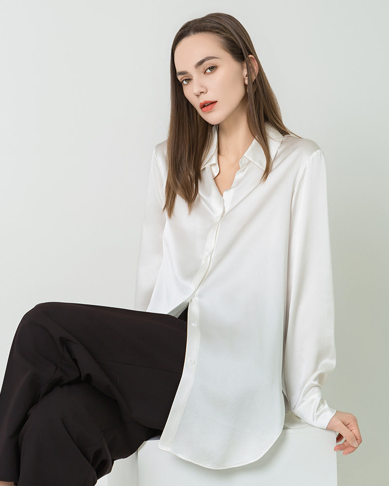 Oversized Button Up Silk Shirt