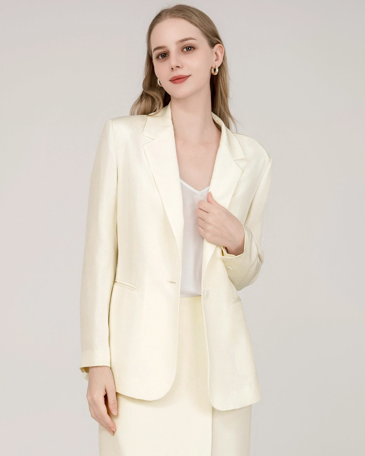 40 Momme Silk Peak Collar Blazer