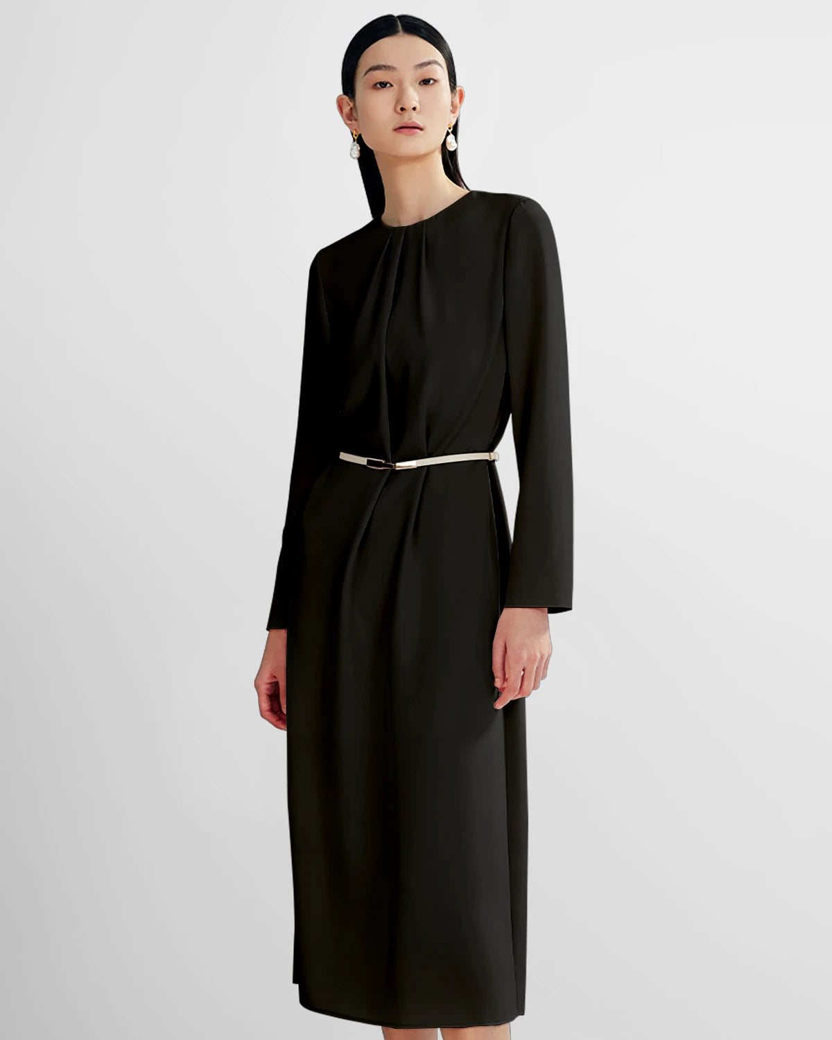 Ladies Basic Silk Dress With Back Slit