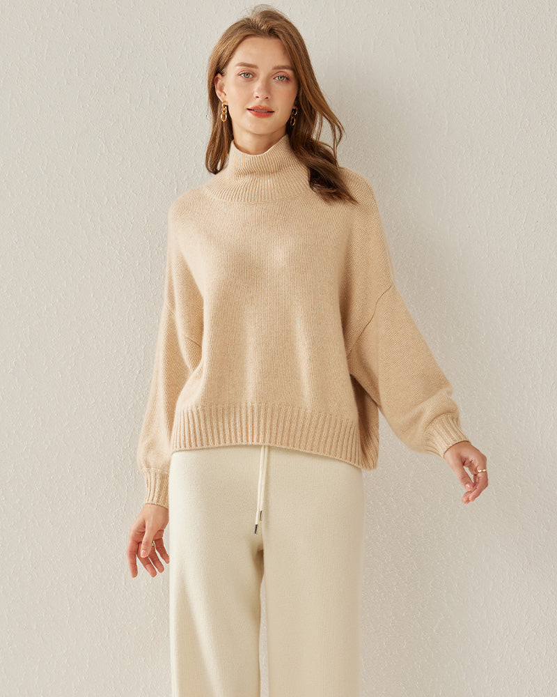 Luxe Oversized Cashmere Turtleneck Sweater