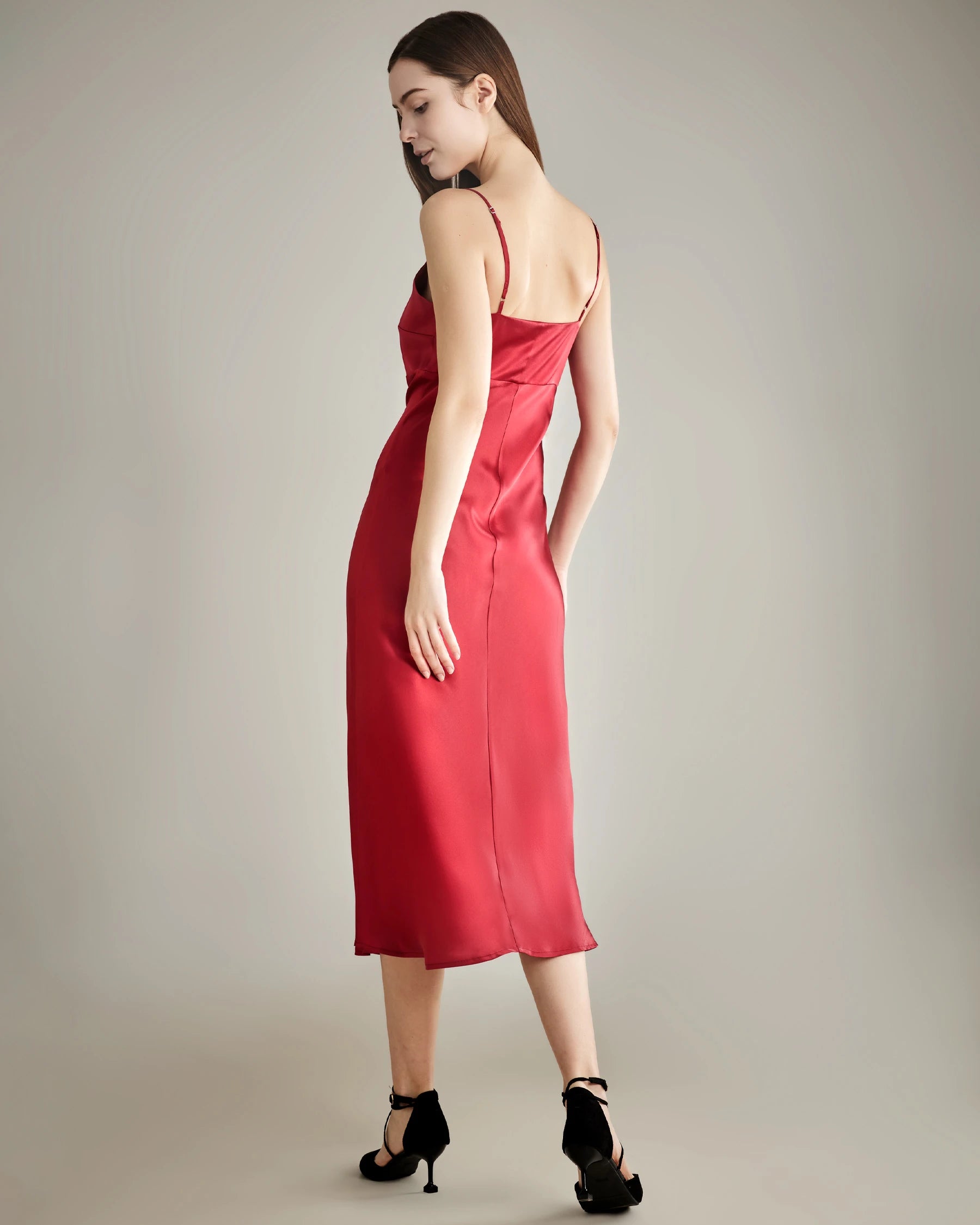 Solid Color Silk Satin Slip Long Dress