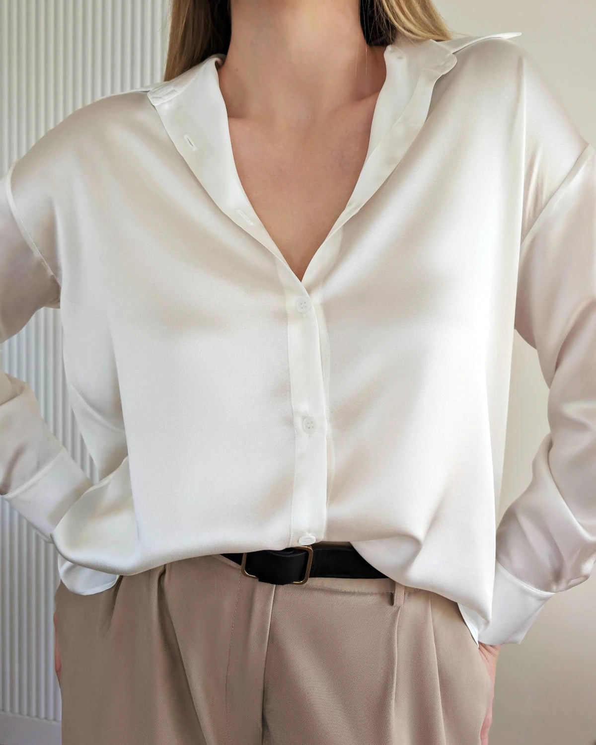 Relax Drop Shoulder Oversize Silk Shirt