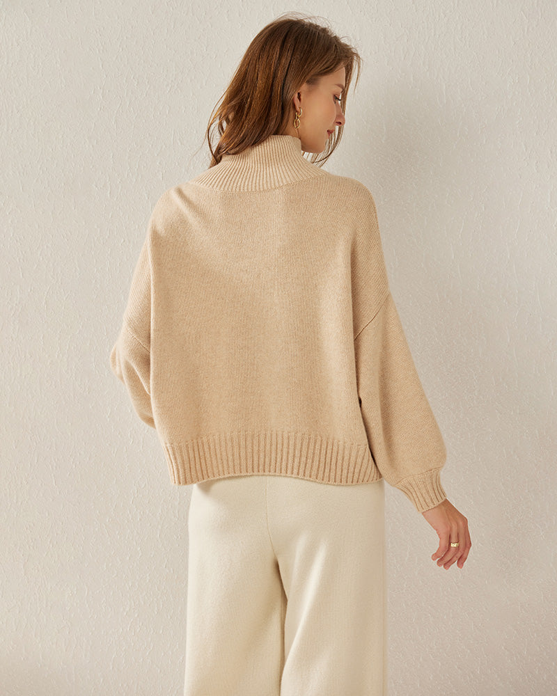Luxe Oversized Cashmere Turtleneck Sweater