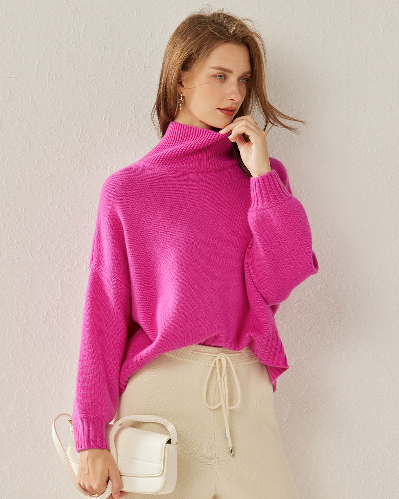 Luxe Oversized Cashmere Turtleneck Sweater